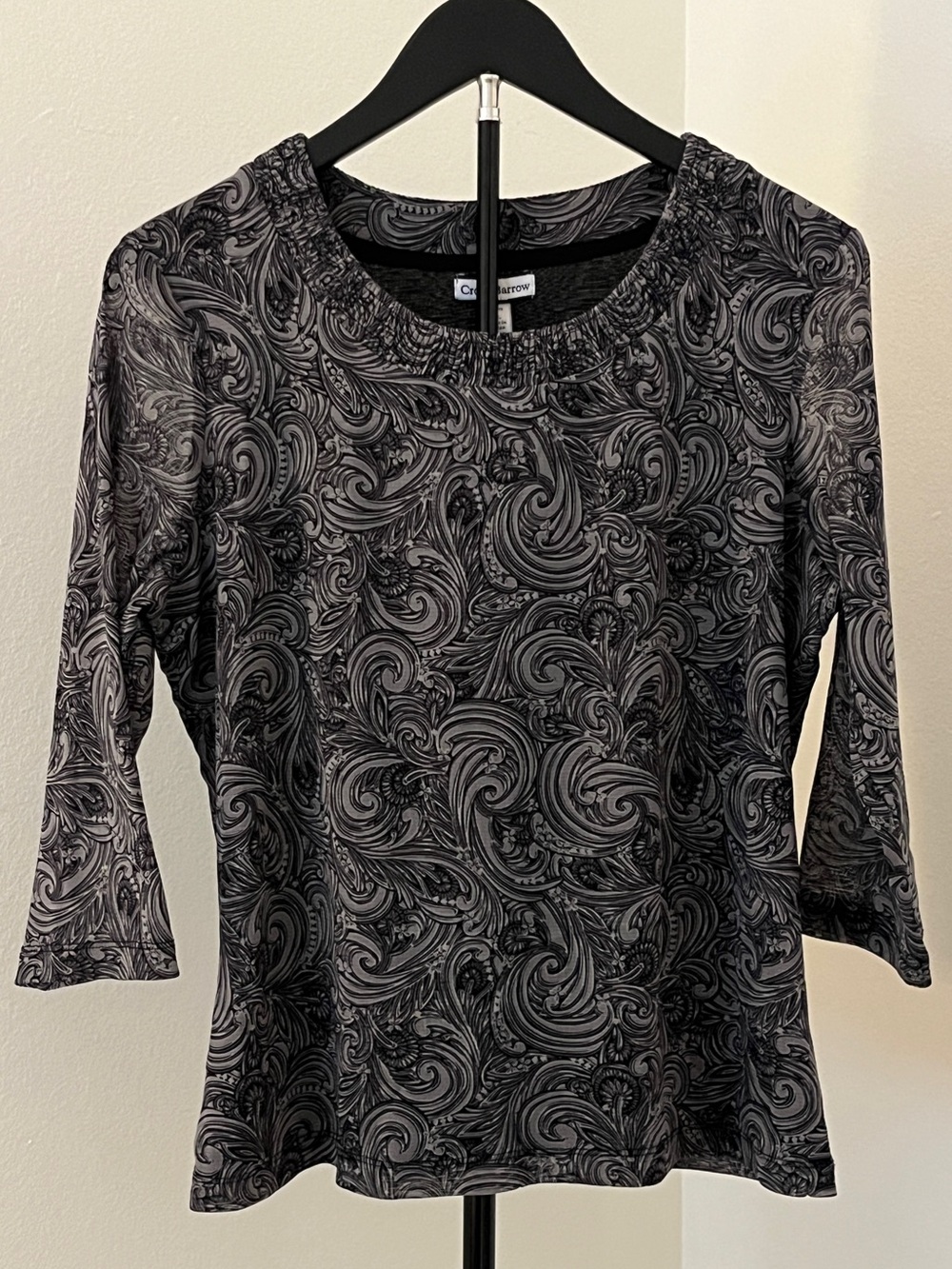✨ Croft & Barrow Paisley Lined Top | Semi-Sheer 3/4 Sleeves | Petite Large
